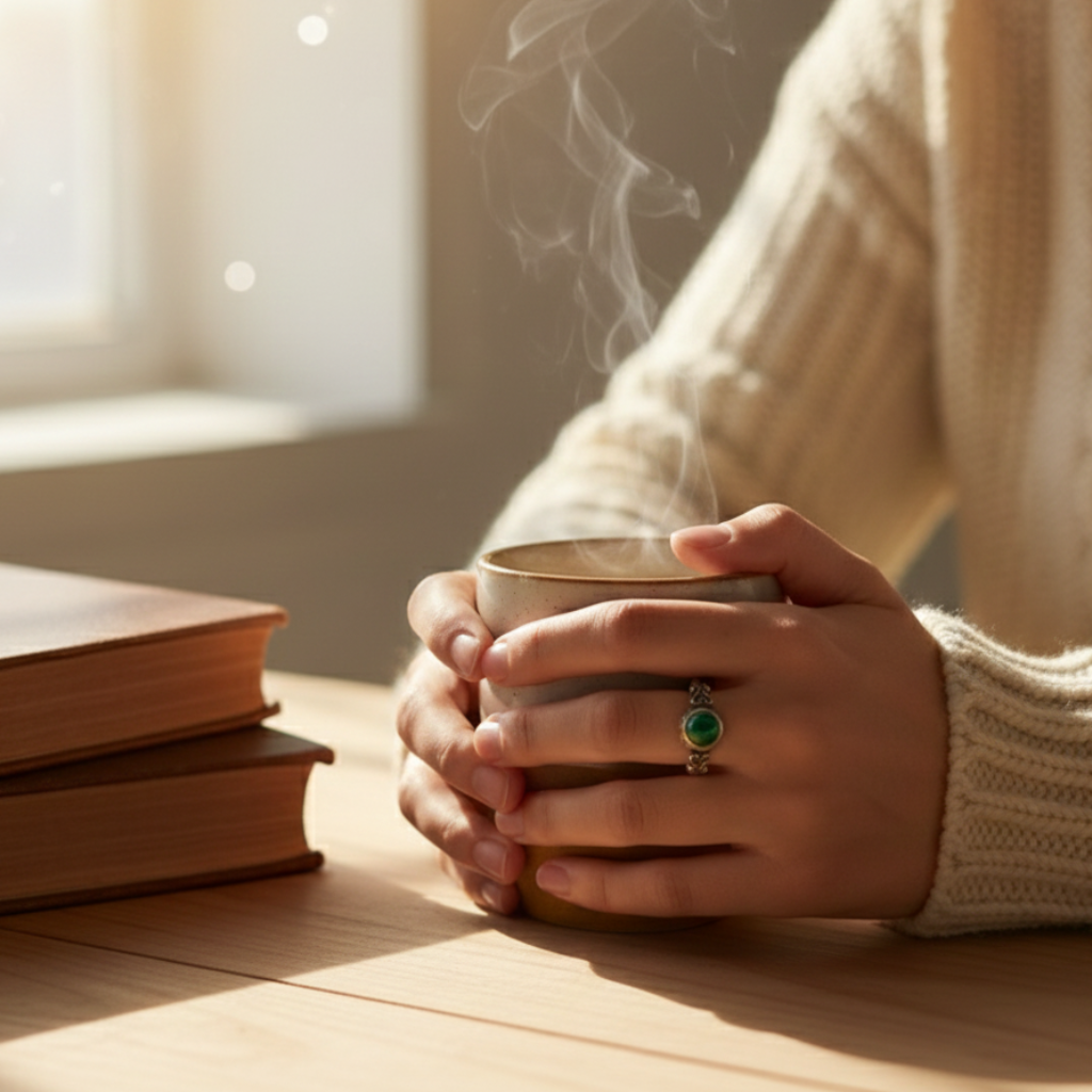 ATELIER-TIBET – Bague “Protection du Cœur” en Malachite & Argent – Harmonie Émotionnelle & Élégance Intemporelle