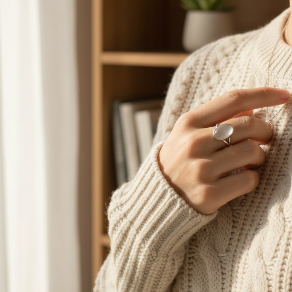 ATELIER-TIBET – Bague “Lumière Pure” en Cristal Clair – Clarté Intérieure & Élégance Essentielle