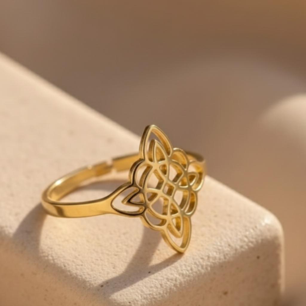 ATELIER-TIBET – Bague “Protection Éternelle” – Symbole du Nœud de Sorcière – Bague ajustable