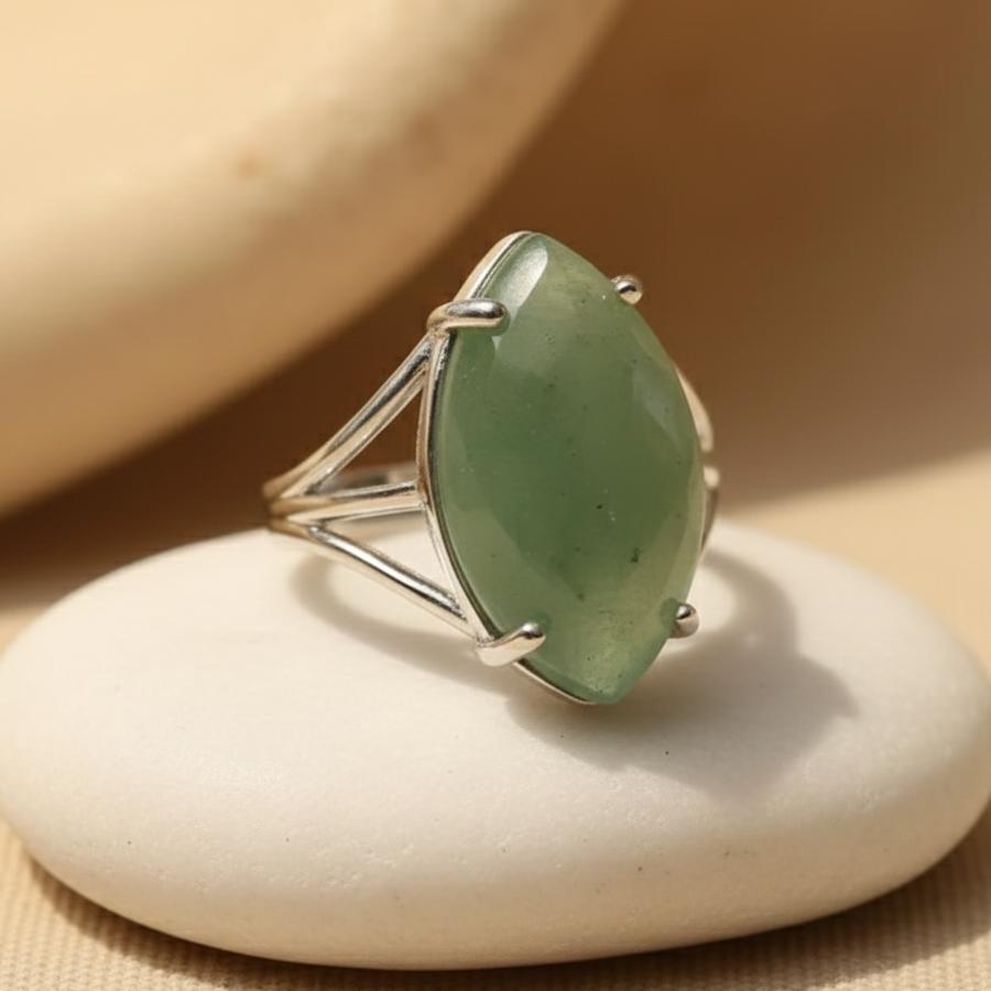 ATELIER-TIBET – Bague Vision en Pierre Naturelle & Acier Inoxydable Ajustable