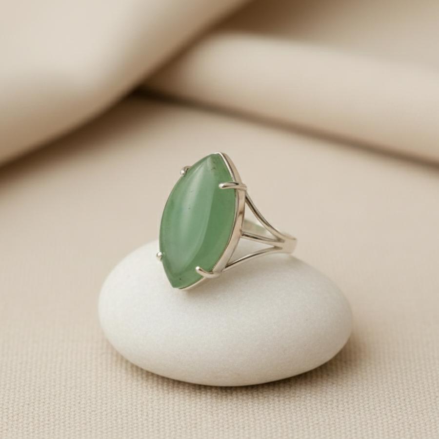 ATELIER-TIBET – Bague Vision en Pierre Naturelle & Acier Inoxydable Ajustable