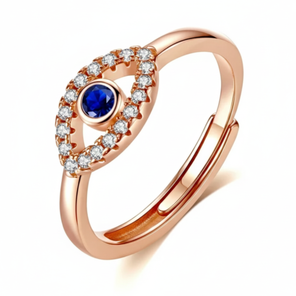 ATELIER-TIBET – Bague “Mauvais Œil” Ajustable – Symbole de Protection & Élégance Lumineuse