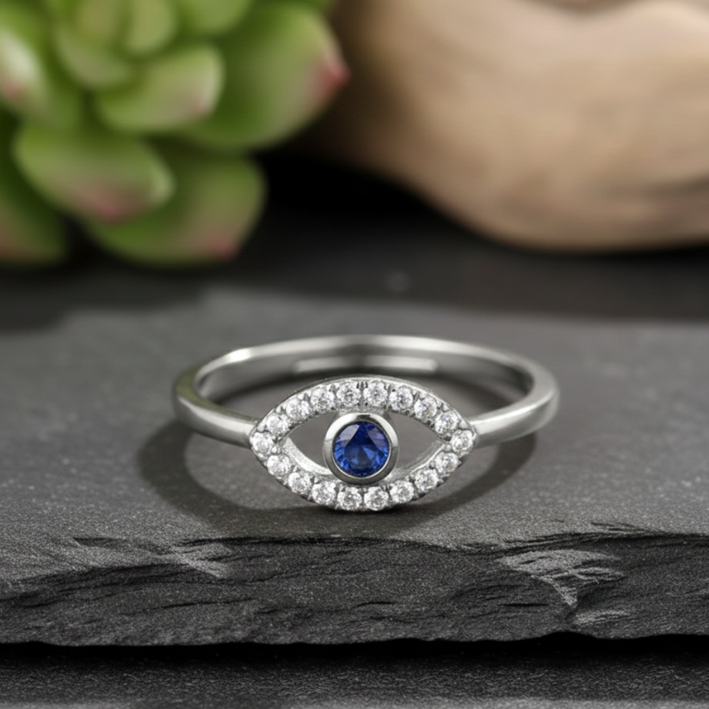 ATELIER-TIBET – Bague “Mauvais Œil” Ajustable – Symbole de Protection & Élégance Lumineuse