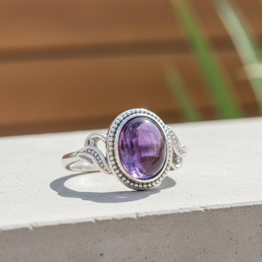 ATELIER-TIBET – Bague Améthyste “Harmonie Purificatrice” – Bague ajustable