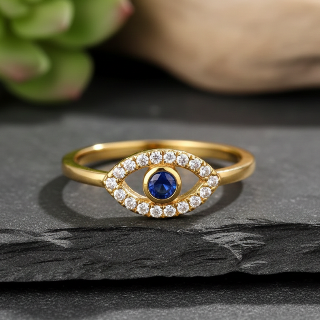 ATELIER-TIBET – Bague “Mauvais Œil” Ajustable – Symbole de Protection & Élégance Lumineuse