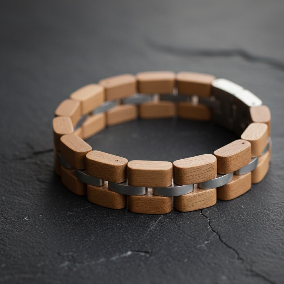 ATELIER-TIBET - Bracelet Cuivre & Bois Noir Sculpté – Accessoire Unisexe Élégant