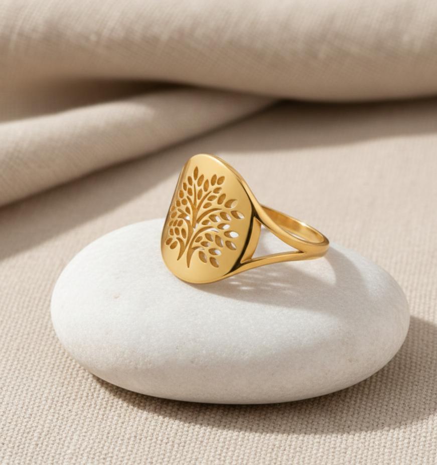 ATELIER-TIBET – Bague Arbre des Chakras en Métal Finition Argent