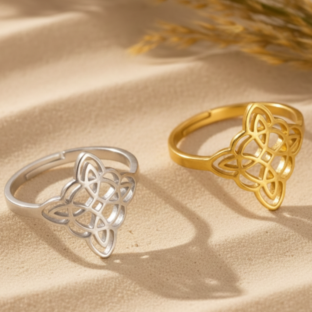 ATELIER-TIBET – Bague “Protection Éternelle” – Symbole du Nœud de Sorcière – Bague ajustable