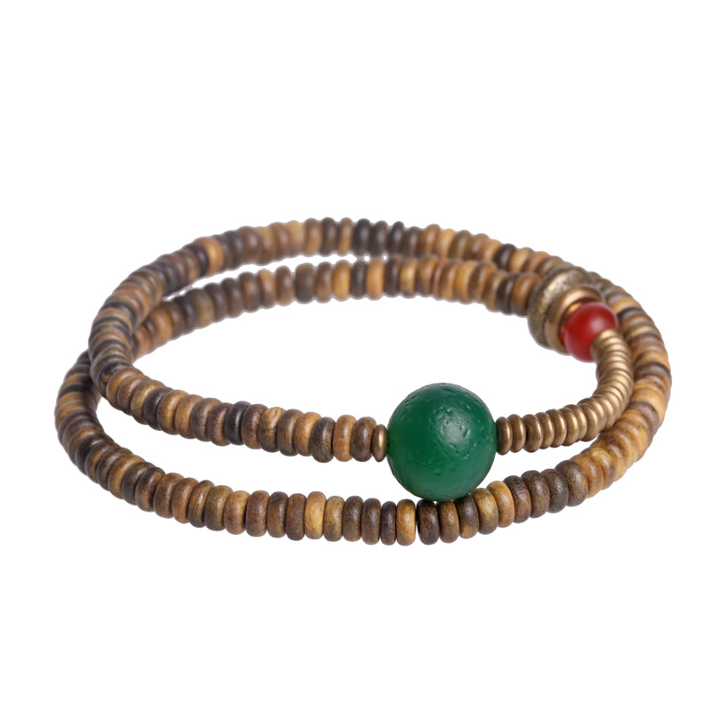 ATELIET-TIBET Bracelet cuivre tibétain jade rouge & verawood – énergie & style naturel