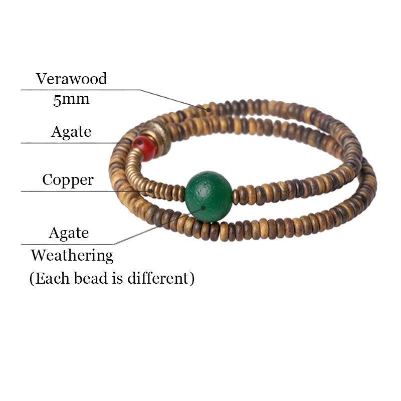 ATELIET-TIBET Bracelet cuivre tibétain jade rouge & verawood – énergie & style naturel