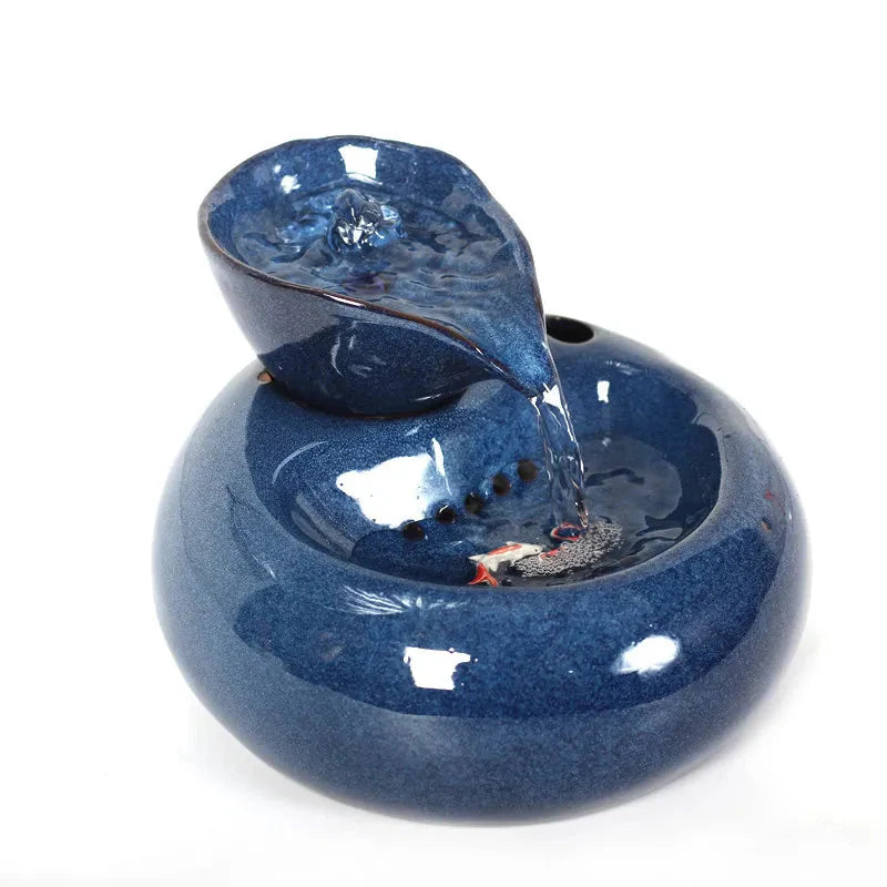 ATELIER=TIBET Fontaine Japonaise en Céramique et Argile Violette – Sérénité et Élégance Zen