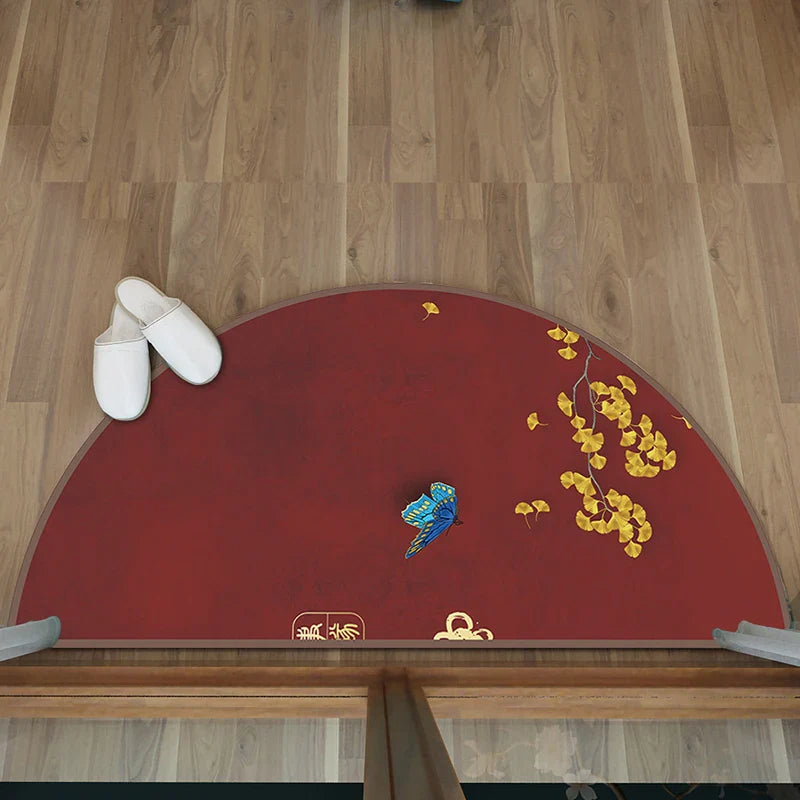 ATELIER-TIBET – Tapis Japonais Semi-Circulaire Motif Papillon | Accueil Chaleureux & Élégance Traditionnelle