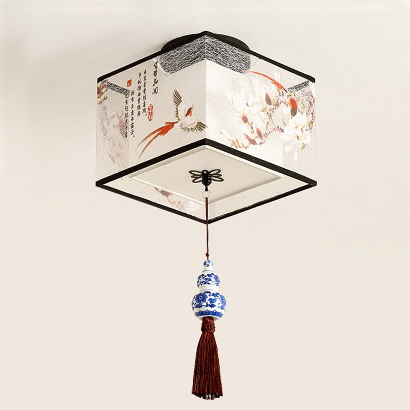 ATELIER-TIBET – Lampe Japonaise Traditionnelle en Métal, Bois & Tissu – Lumière Zen d’Intérieur