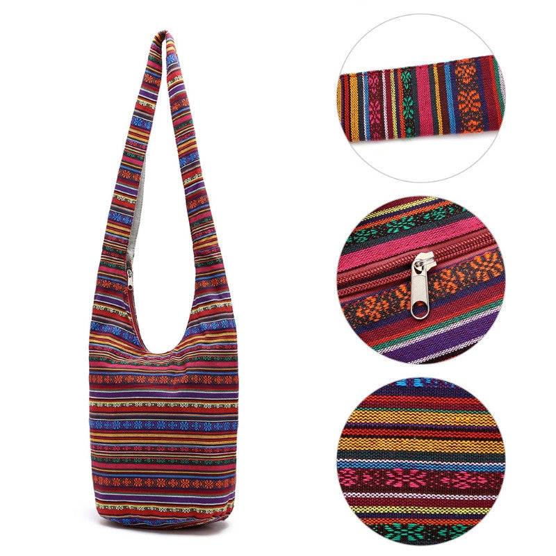 ATELIER-TIBET – Sac à bandoulière femme style ethnique – Polyester – 35 cm