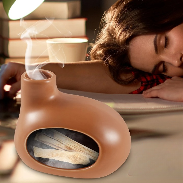 ATELIER-TIBET Lot de 2 Porte-Encens “Cheminées Zen” – Supports Décoratifs pour Encens en Cône & Bâton