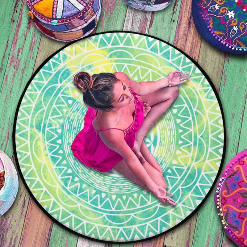 ATELIER-TIBET – Tapis de Méditation Rond Mandalas – Ambiance Zen & Sérénité