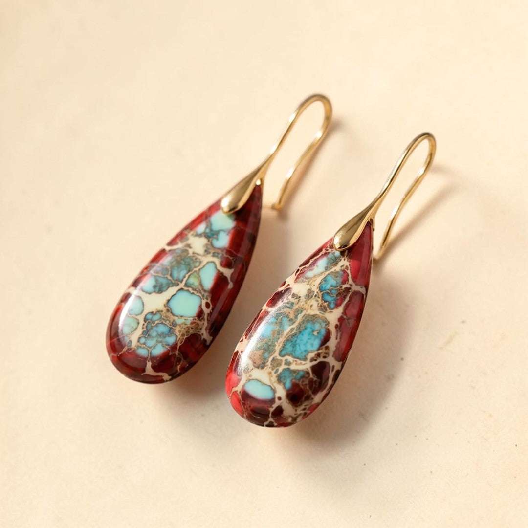 ATELIER-TIBET – Boucles d'Oreilles Larmes en Jaspe