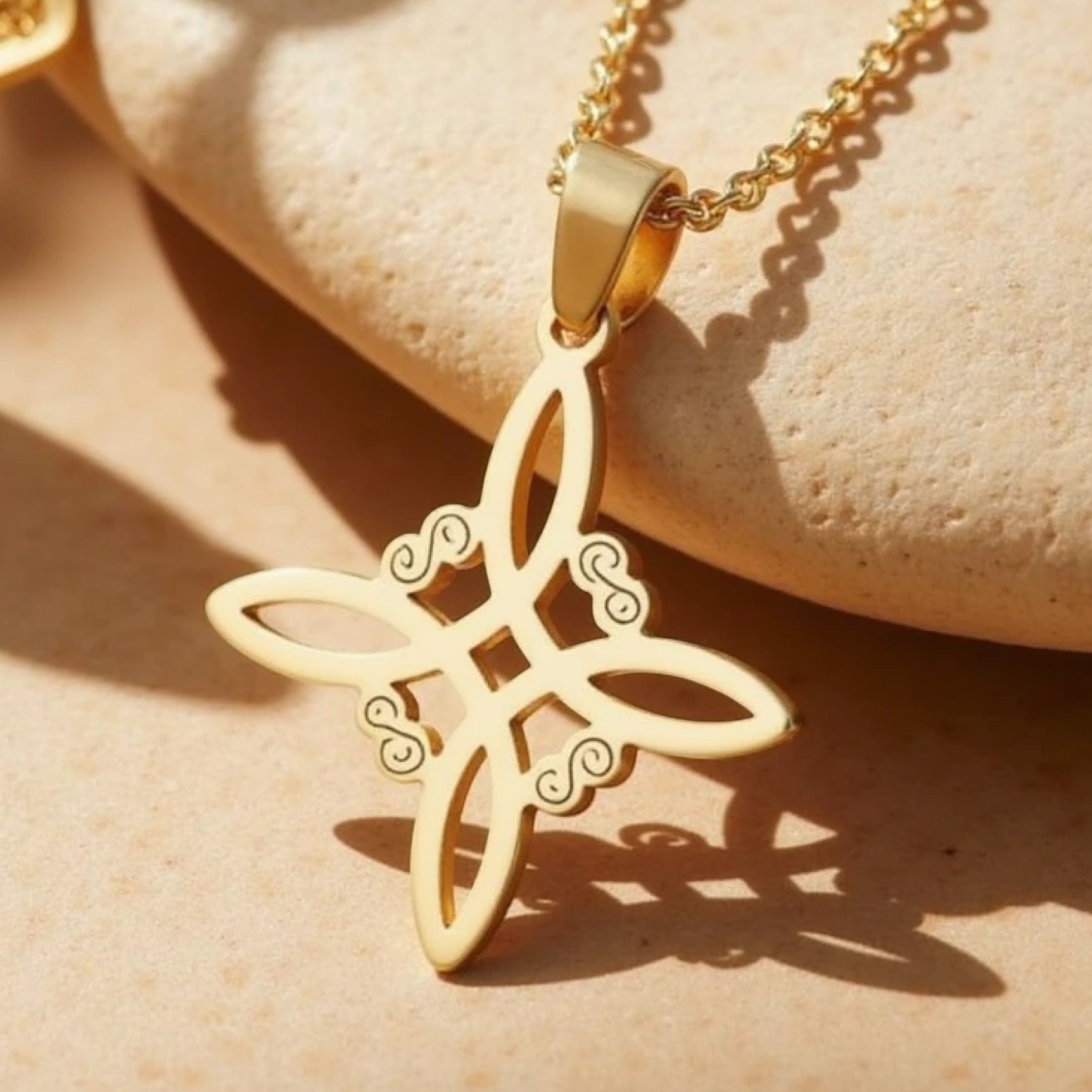 ATELIER-TIBET – Collier Bouclier Mystique - Noeud de Sorcière