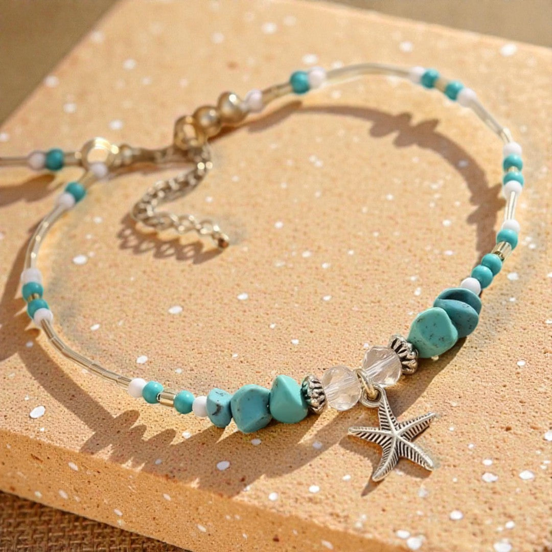 ATELIER-TIBET – Bracelet de Cheville Étoile de Mer en Turquoise