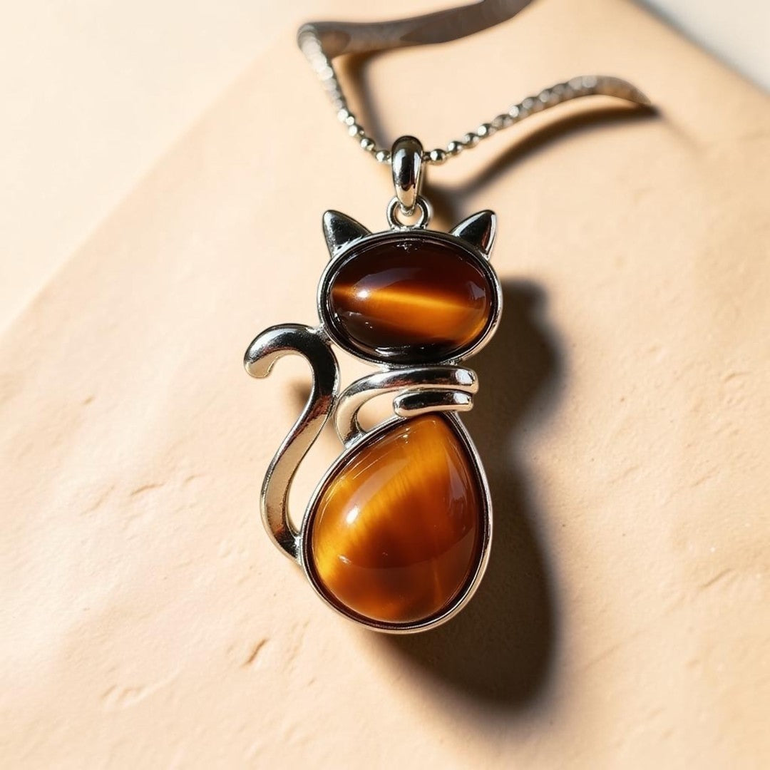 ATELIER-TIBET – Pendentif Chat en Pierre Naturelle