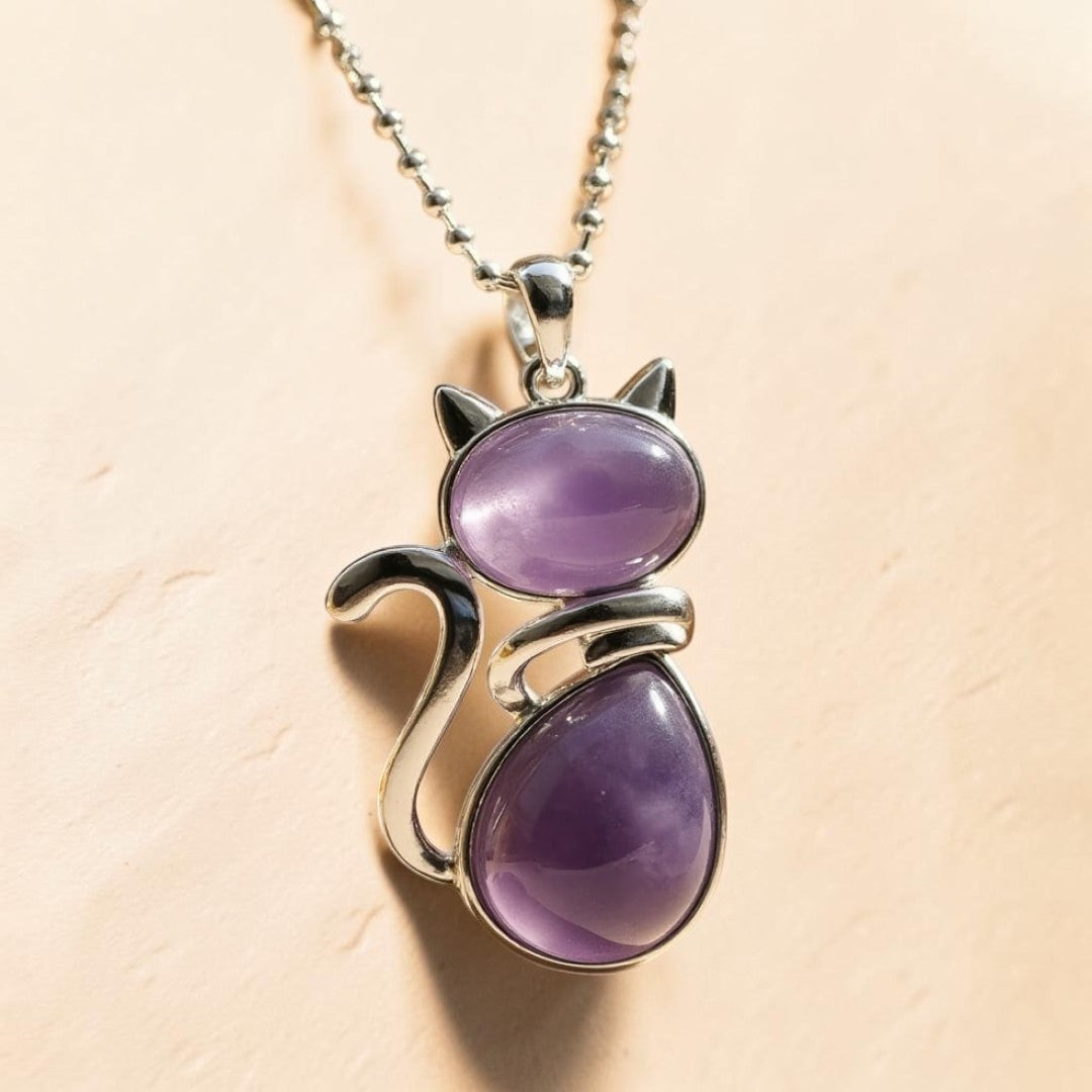 ATELIER-TIBET – Pendentif Chat en Pierre Naturelle