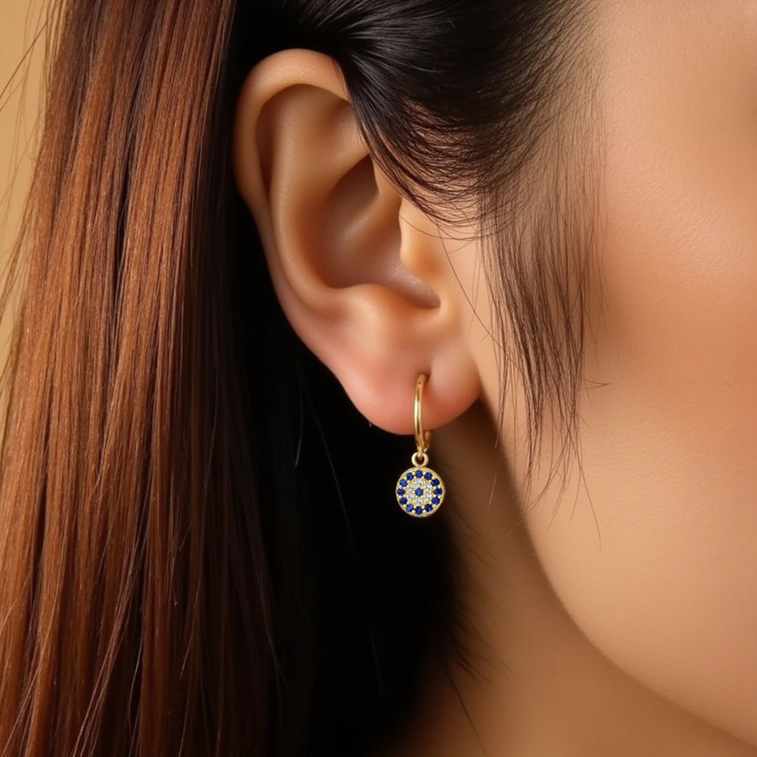 ATELIER-TIBET – Boucles d'Oreilles Oeil Bleu Protecteur