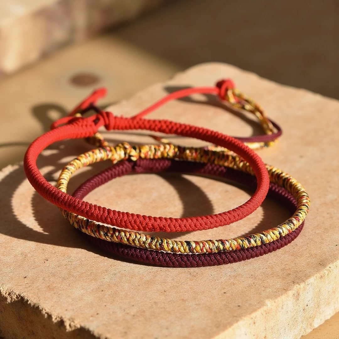 ATELIER-TIBET – Trio de Bracelets Tibétains Porte-Bonheur