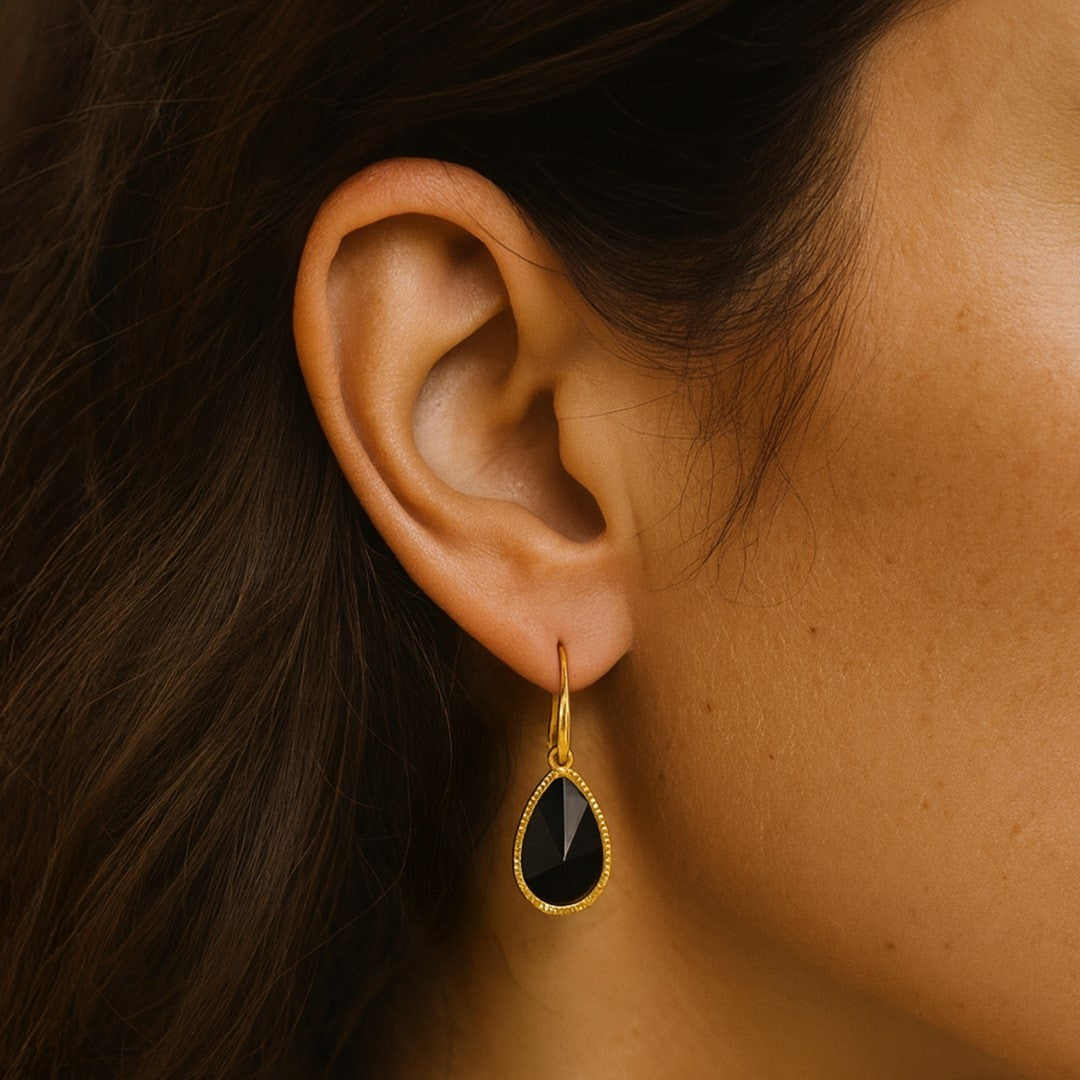 ATELIER-TIBET – Boucles d'Oreilles Protection Intérieure en Onyx