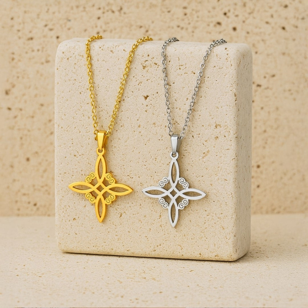 ATELIER-TIBET – Collier Bouclier Mystique - Noeud de Sorcière