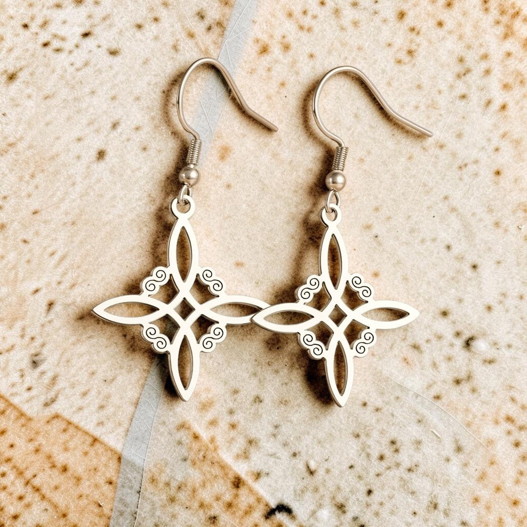 ATELIER-TIBET – Boucles d'Oreilles Protection Enchantée en Noeud de Sorcière