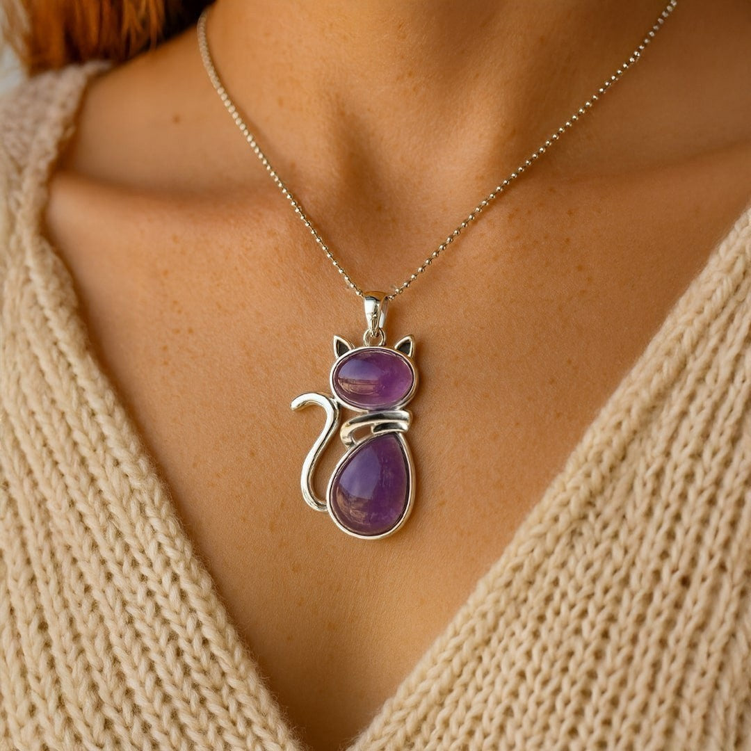 ATELIER-TIBET – Pendentif Chat en Pierre Naturelle