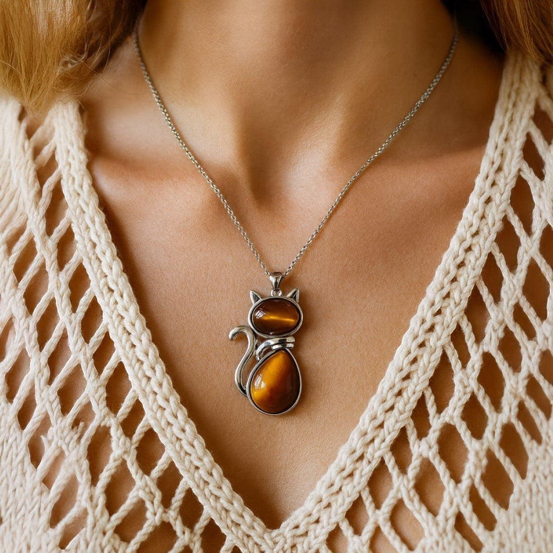 ATELIER-TIBET – Pendentif Chat en Pierre Naturelle