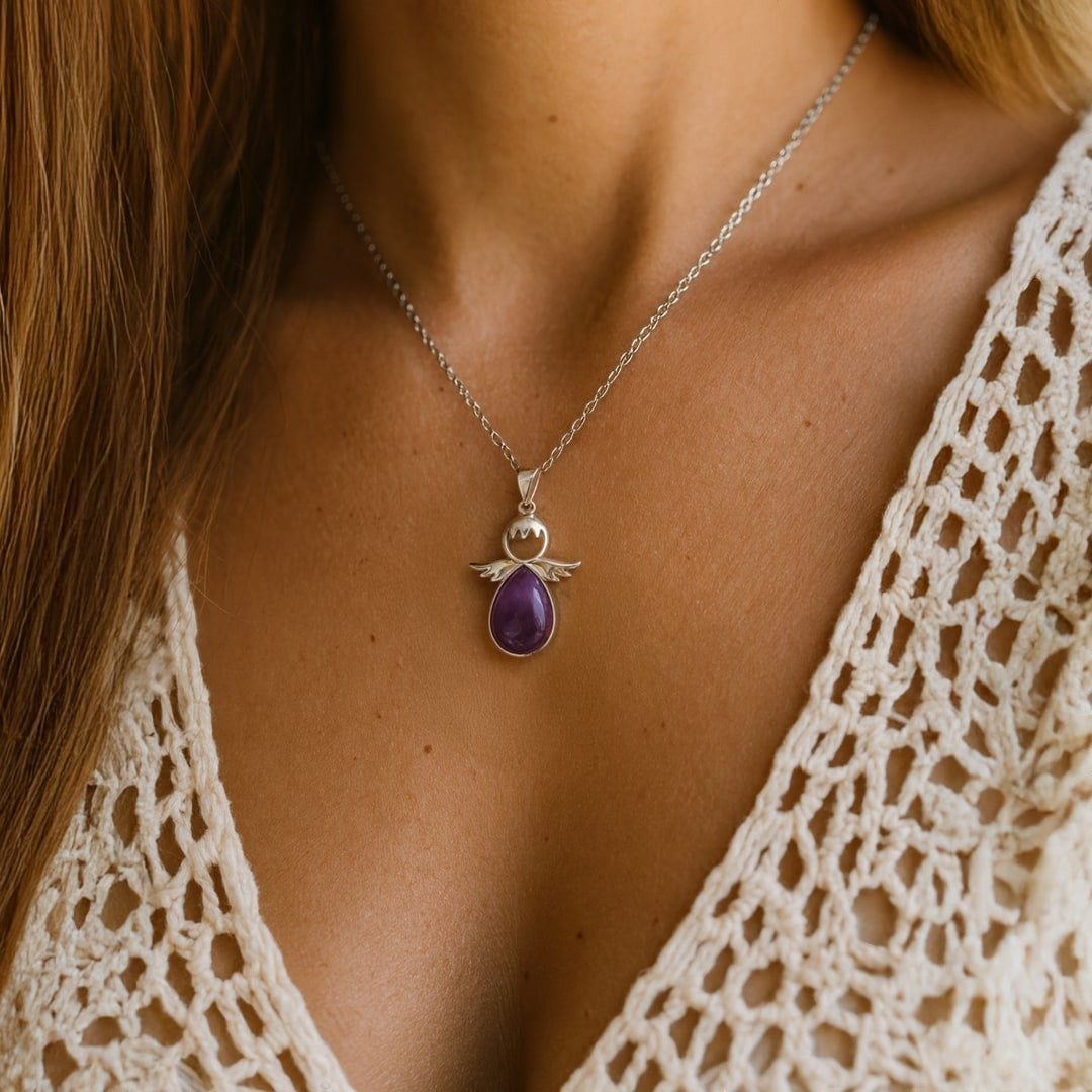ATELIER-TIBET – Pendentif Petit Ange et sa Pierre Naturelle