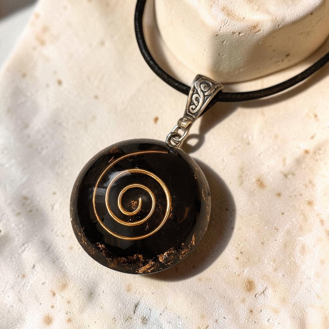 ATELIER-TIBET – Pendentif Orgonite Énergies Protectrices en Obsidienne Noire