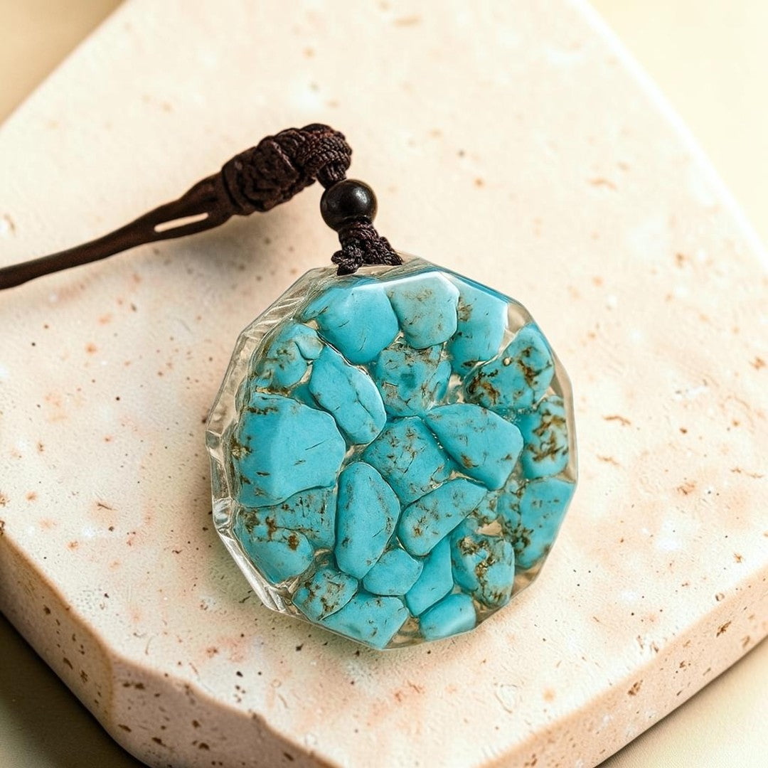 ATELIER-TIBET – Pendentif Orgonite Anahata en Turquoise