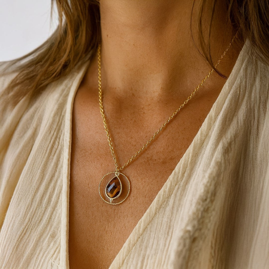ATELIER-TIBET – Collier Cercle Protecteur en  Oeil de Tigre