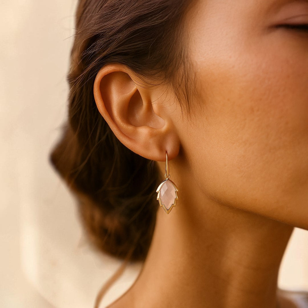 ATELIER-TIBET – Boucles d'Oreilles Feuilles de l'Arbre en Pierre Naturelle