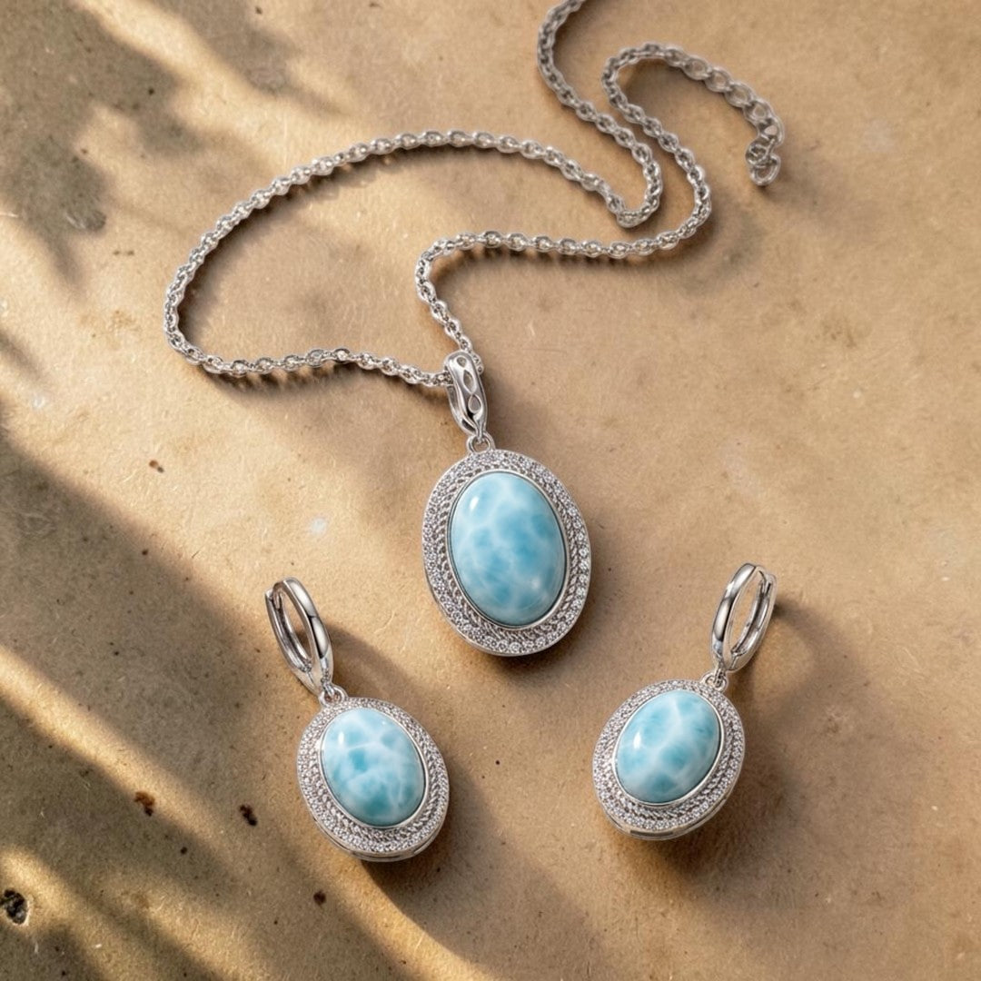 ATELIER-TIBET – Collier Bleu Tranquillité en Larimar