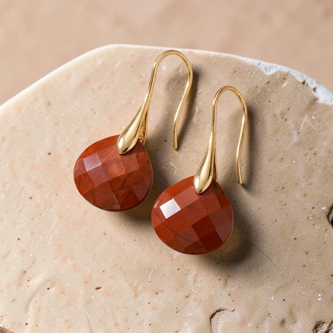 ATELIER-TIBET – Boucles d'oreilles Kaya en Jaspe Rouge ou Agate Noire