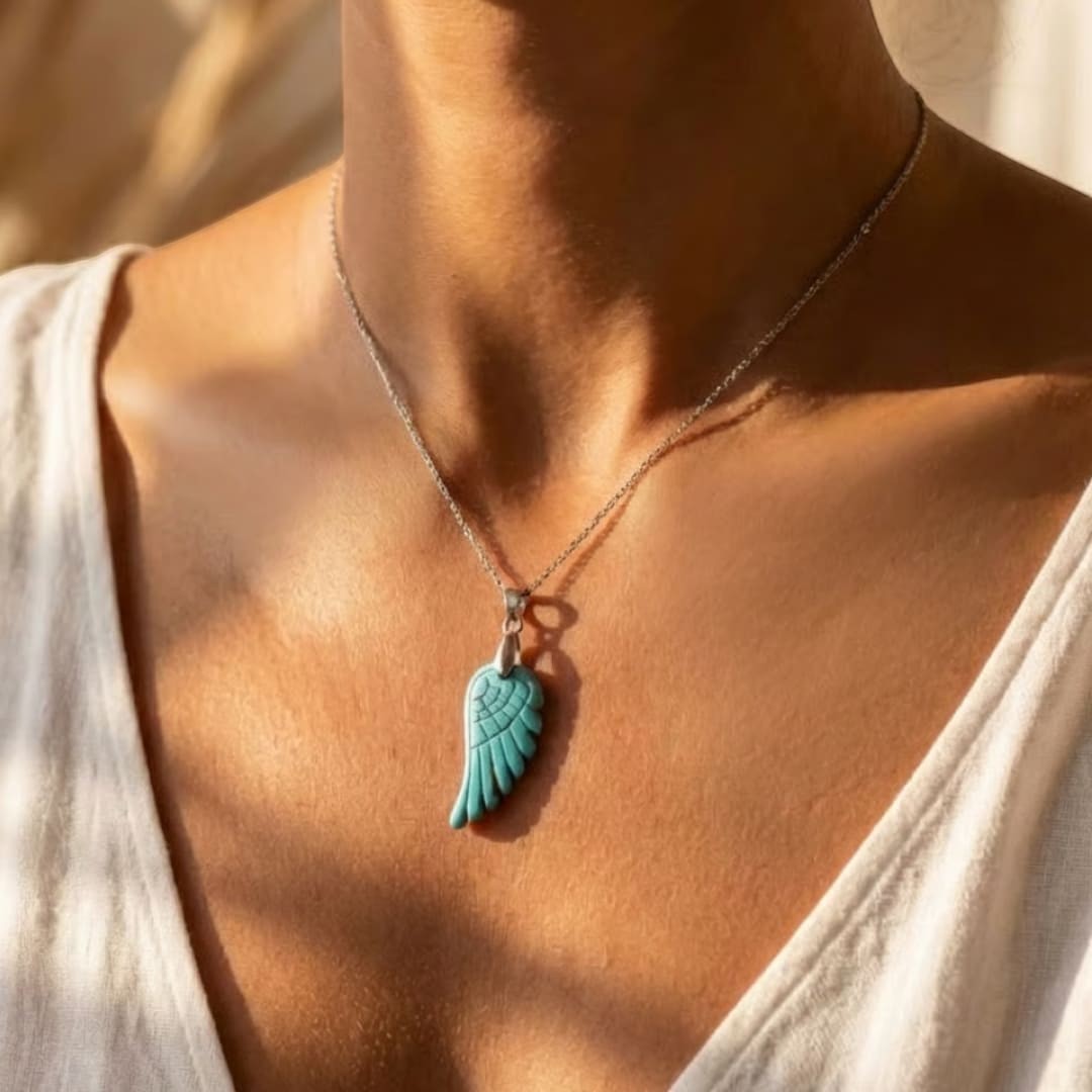 ATELIER-TIBET – Pendentif Aile d'Ange en Pierre Naturelle