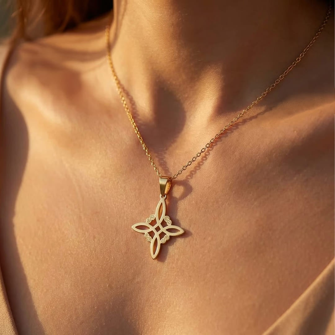 ATELIER-TIBET – Collier Bouclier Mystique - Noeud de Sorcière