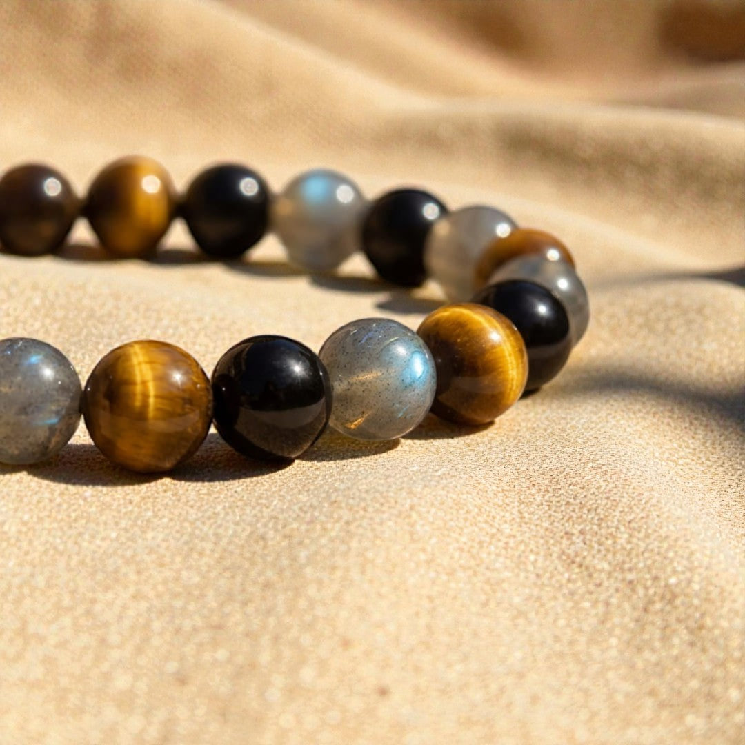 Bracelet Protection Ultime en Tourmaline, Oeil de Tigre & Labradorite