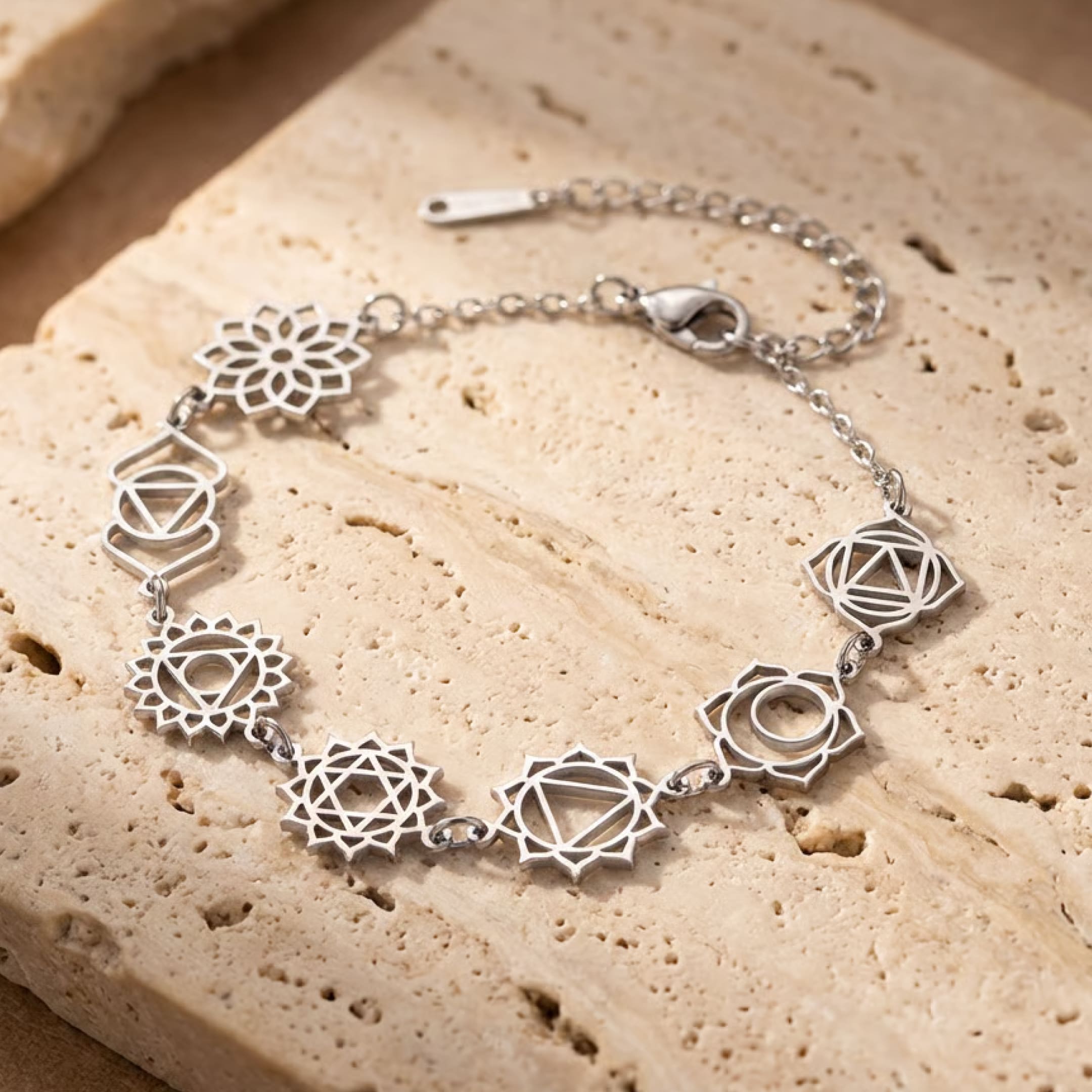 ATELIER-TIBET – Bracelet Alignement – Symboles des 7 Chakras