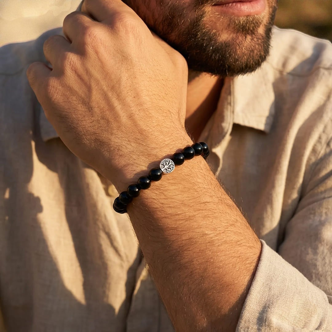ATELIER-TIBET – Bracelet Ancrage Protecteur en Obsidienne Noire