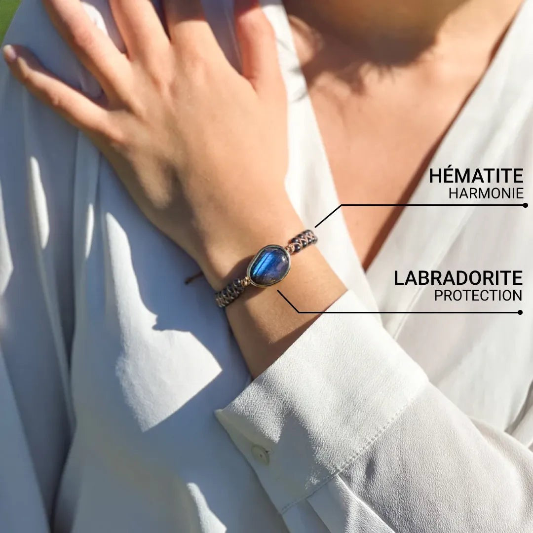 ATELIER-TIBET – Bracelet Oeil Céleste en Labradorite & Hématite
