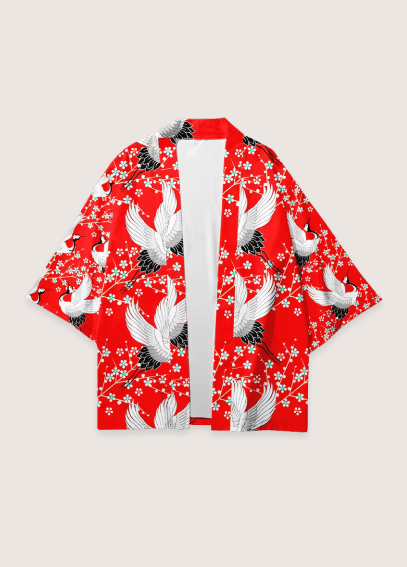 Kimono mixte motif cerisier rouge – Tsuru