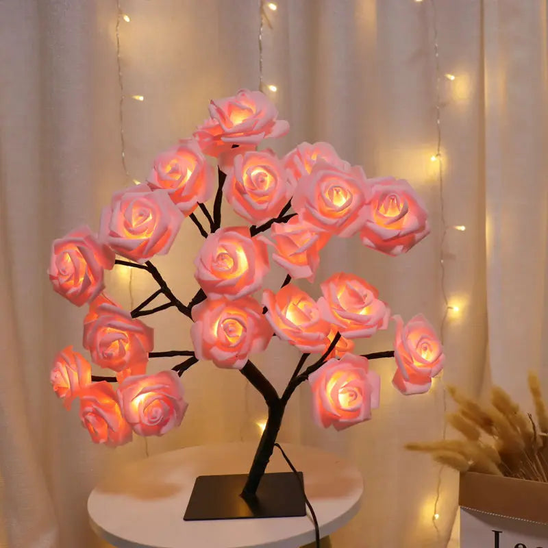 ATELIER-TIBET – Lampe Japonaise Roses en Résine, Lumière Florale Zen et Poétique