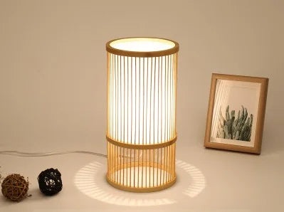 ATELIER-TIBET – Lampe Japonaise de Table en Bambou Naturel, Design Zen Minimaliste