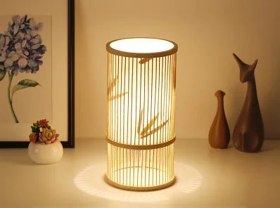 ATELIER-TIBET – Lampe Japonaise de Table en Bambou Naturel, Design Zen Minimaliste