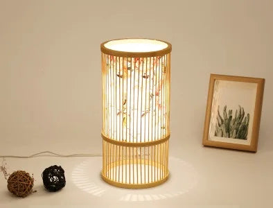 ATELIER-TIBET – Lampe Japonaise de Table en Bambou Naturel, Design Zen Minimaliste